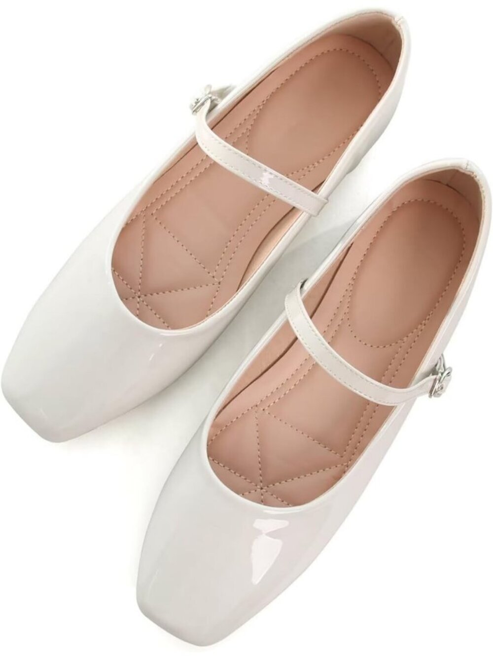 Women's Slip on Flats Round Toe Solid Beige Classic Mary Jane Ballet Dance Shoes - Picture 3 of 7